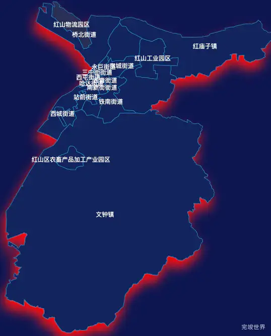 echarts赤峰市红山区geoJson地图阴影